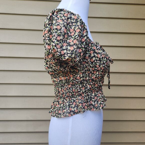 Forever 21 Multicolor Square Neck Crop Top Ditsy Floral Print Blouse - Picture 10 of 12